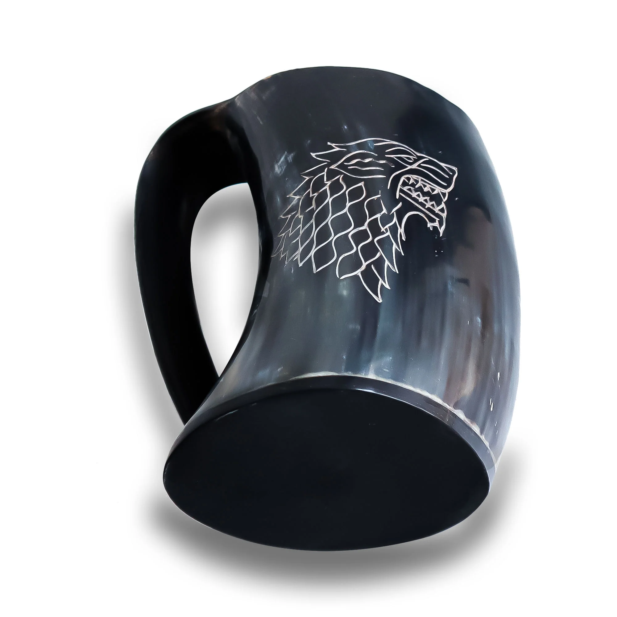 Ox horn Made beer mugs with custom crest designs and inscriptions Real buffalo horn beer drinking mugs with natural patterns