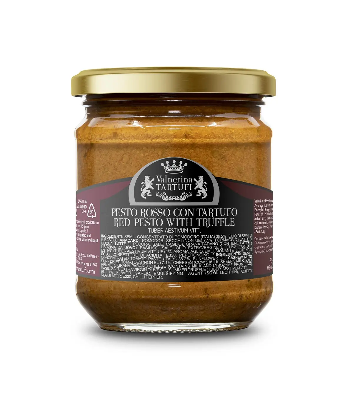 180g Red pesto with Truffle Tuber Aestivum Vitt High Italian Artisanal Quality Made in Italy