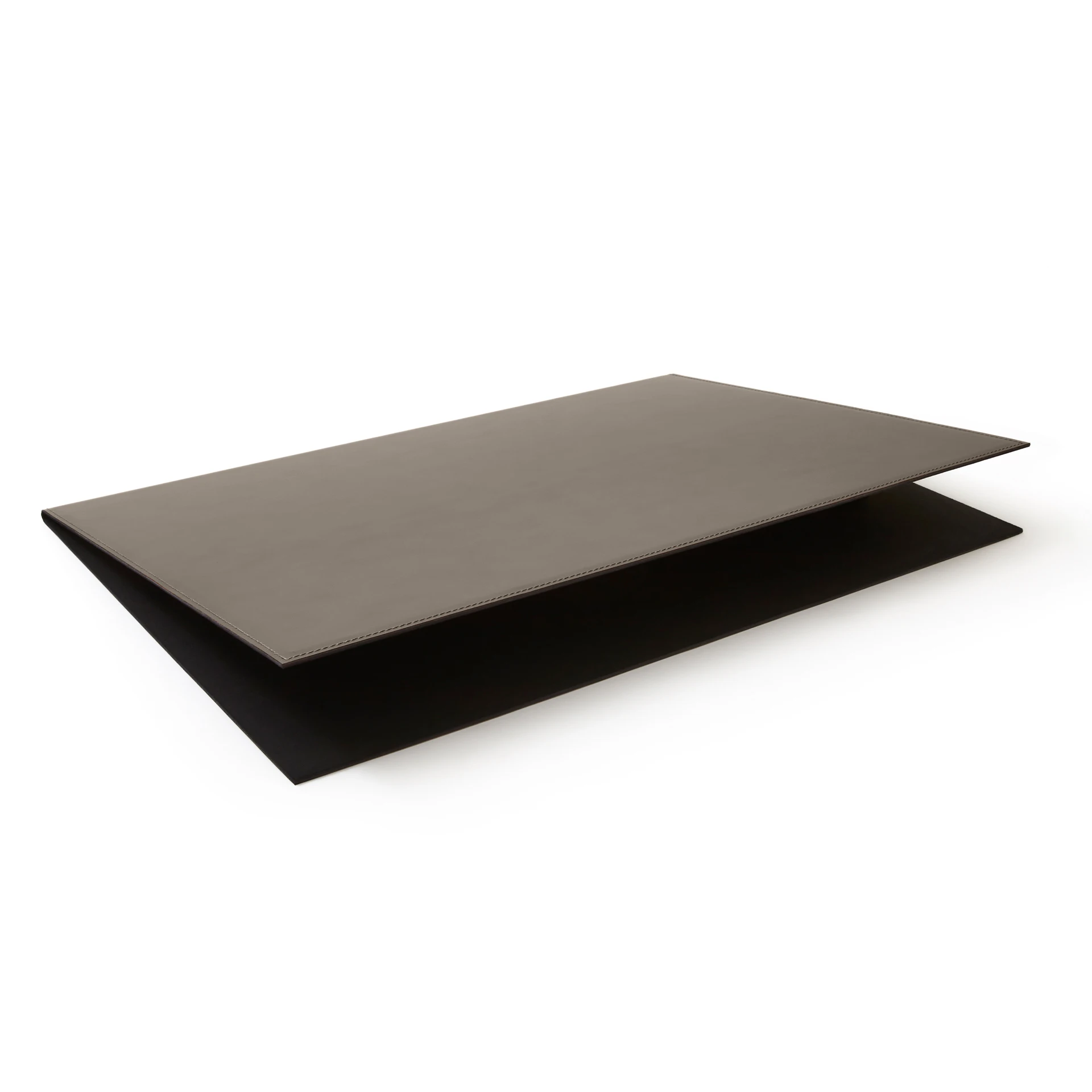 Foldable Desk Pad Bonded Leather Taupe Gray cm 50x35 Aluminium Structure Perimeter Stitching Made in Italy