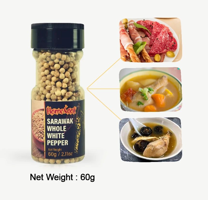 High Quality Whole White Pepper 60g Suitable for Chinese Western Food Seasoning Cheap Price Bulk Sale