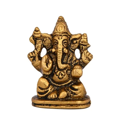Gold Lord Ganesh Statues Hindu Elephant God Statue Resin Sculpture Indian Ganesh Buddha Figurine Handmade Gift Decor