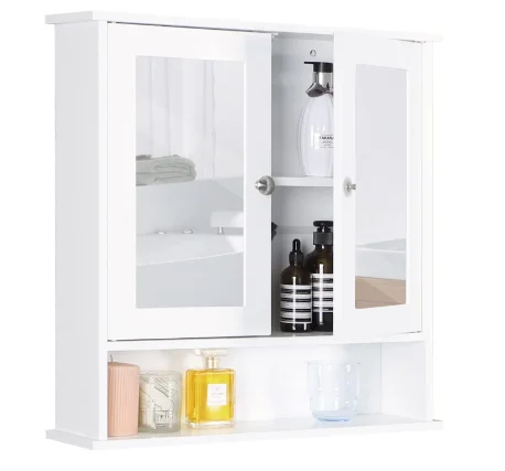 Hot Sale Mirrored Medicine Cabinet Solid Wood Cabinet with Framed Mirrored Door Bathroom Vanity Mirror Black from Viet Nam