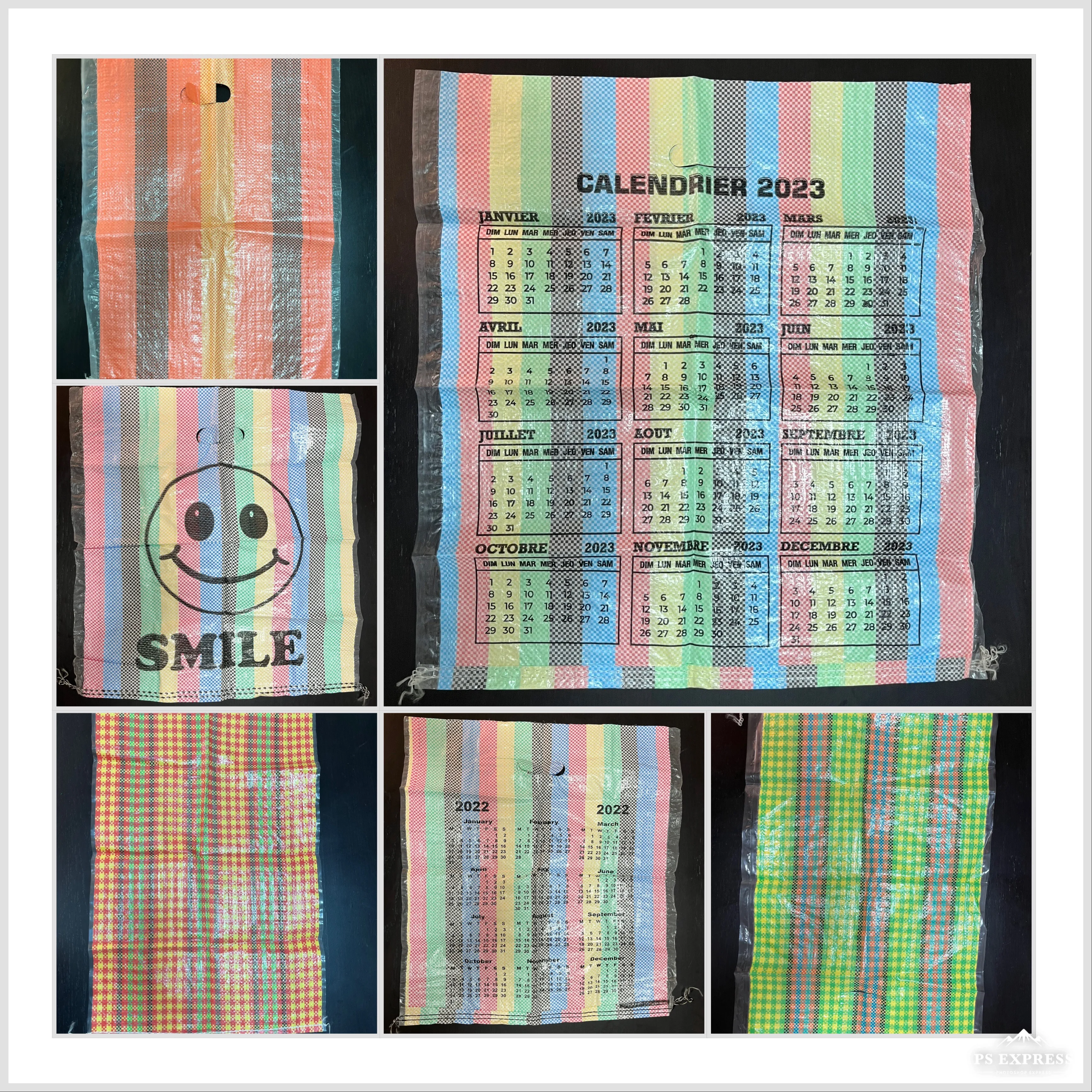 Plastic Bags PP Woven Sacks white bag with red stripes and blue stripes multipurpose agriculture packaging bag