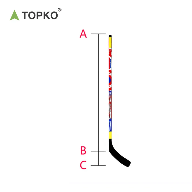 TOPKO High Quality Senior Ice Hockey Stick Wear-Resistant Nylon Fiberglass Head Outdoor Wooden hockey stick