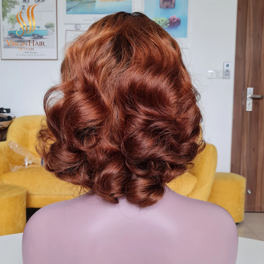 Super Double Drawn Vietnamese Hair Natural Wavy Short Hd Lace Frontal Raw Cambodian Hair Wig