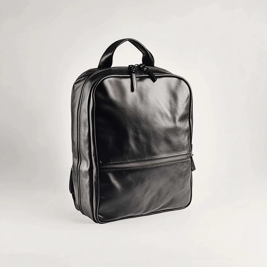 High Quality Unisex Stylish Durable Daily Organizer Black Genuine Leather Camera Backpack Bag