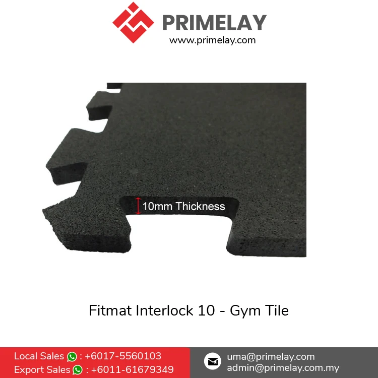 Easy Interlocking Pattern & Light Weight Workout Puzzle Rubber Flooring Mat | Fitmat Interlock 10 Gym Tile Supplier