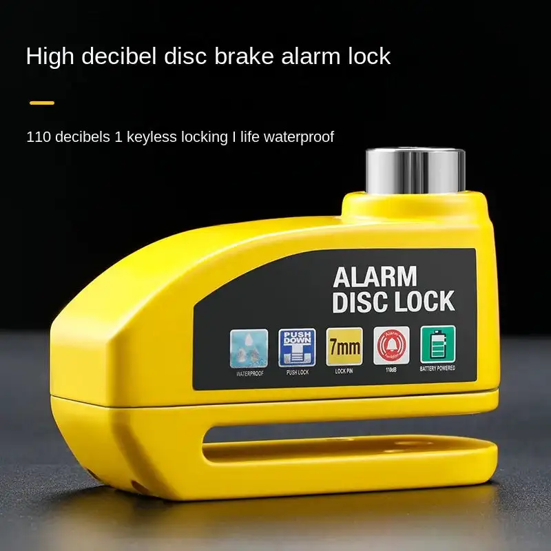 Waterproof Motorcycle Alarm Lock Bike Security Anti-theft Lock Motorbike Mountain bike Disc Brake Lock +Bag+1.5mReminder Rope