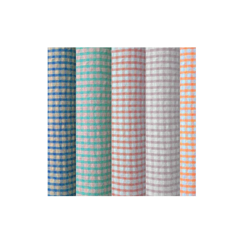 Wholesale Plain Striped Seersucker Gingham Dress Fabric Royal Super Soft Quick Dry Customized Fabric Sustainable 100% Cotton
