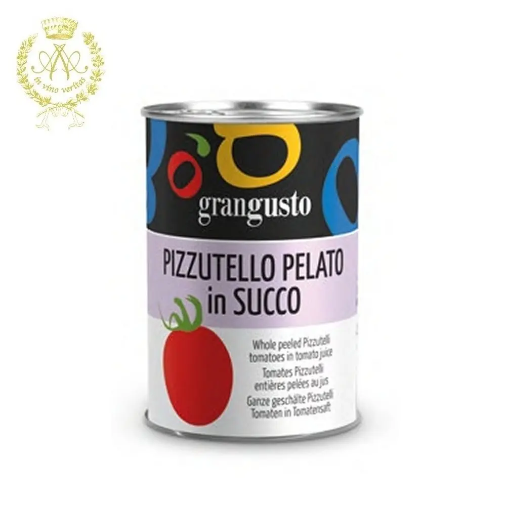 WHOLE RED PIZZUTELLO PEELED TOMATOES IN HIS JUICE TIN CAN 400gr SUPERIOR ITALIAN QUALITY
