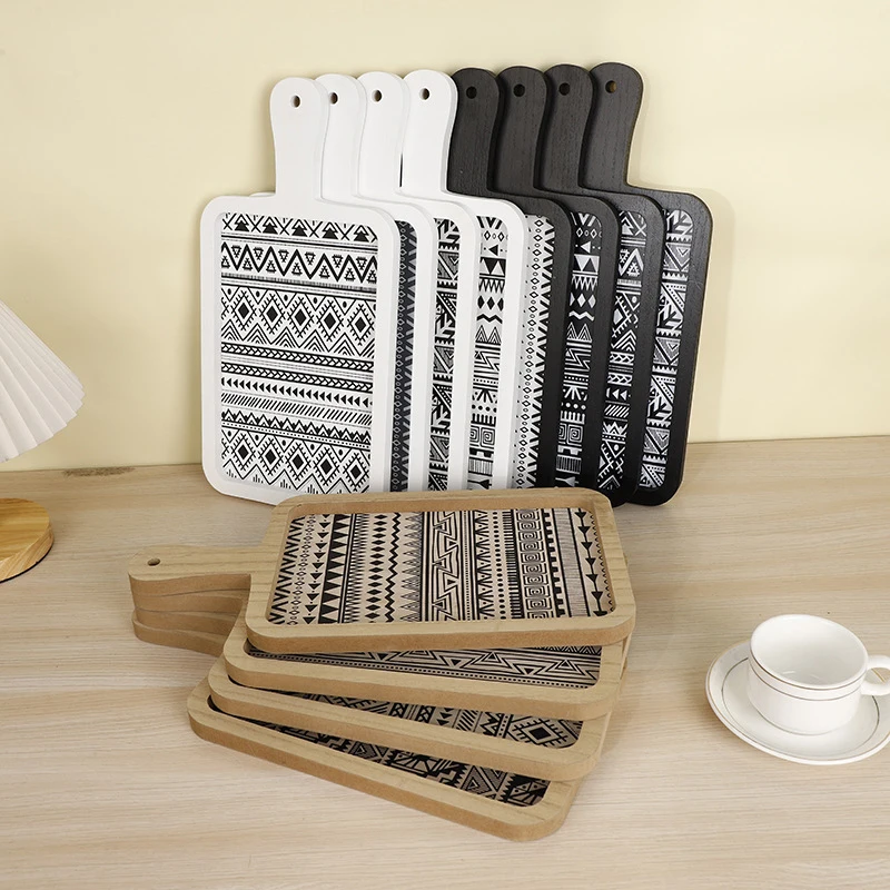 Cross-Border Square Kitchen Wooden Plate with Handle Easy-to-Clean Solid Wood Tray for Salad Fruit Dishes & Plates Ornament