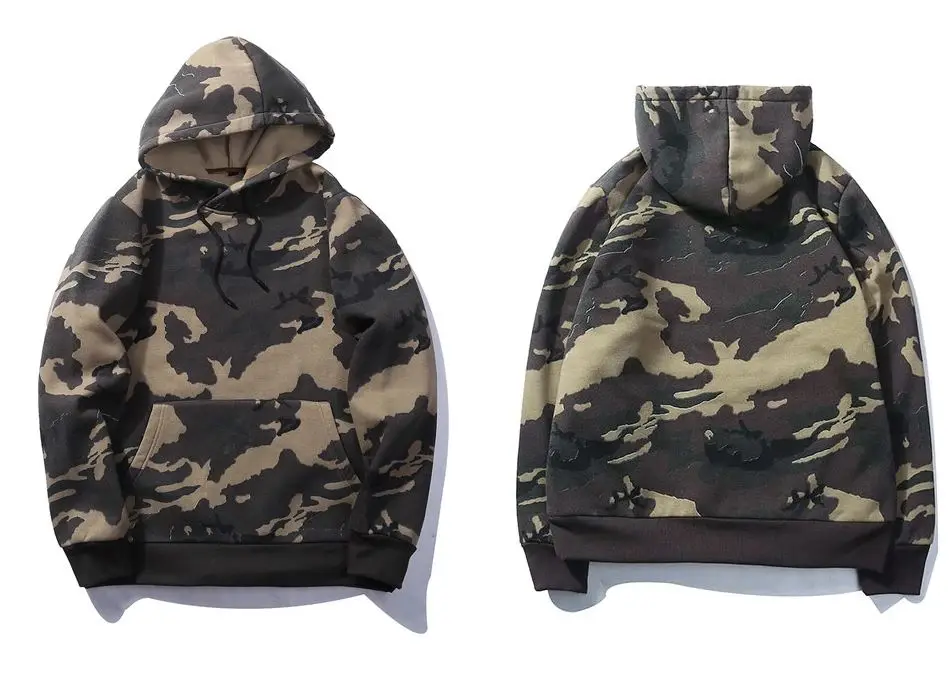 Camouflage Hoodie Durable Drawstring Lined Hood Print Lightweight Outdoor with Custom Logo Kangaroo Pocket Athletics Winter