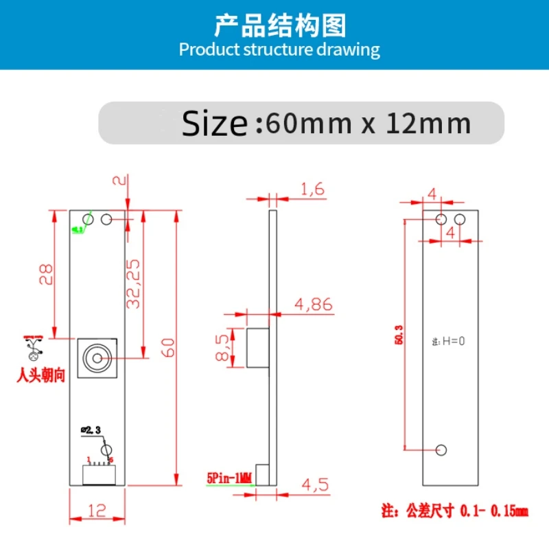 Oem 4k 8mp Laptop USB Camera Module Imx179 60*9mm High Speed Auto Focus Distortionless With Microphone For Industry Vision