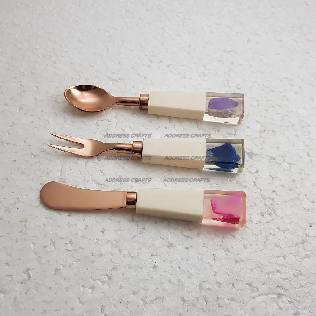 Latest Design Stainless Steel Flatware Cutlery Set Blue And White Color Resin Handle Home and kitchenware Used Tableware Cutlery
