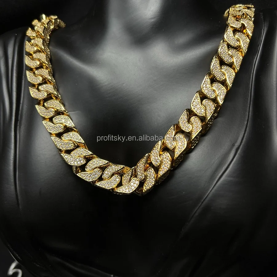 2Row 3mm to 22mm S925 Sliver Solid Gold Miami Link Necklace for Men Women Wholesale Moissanite Cuban Chain