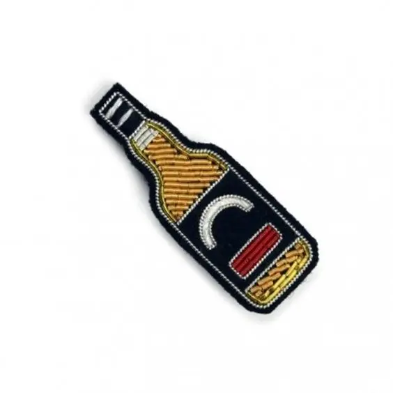 new French hand embroidery bullion wire brooch HAND  fashion brooch custom made jacket patches whisky bottle pin
