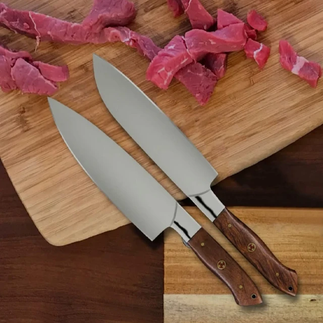 Custom Handmade Carbon Steel  5 Pcs Chef knife  set Vegetables Cutting Kitchen Knife with leather roll bag