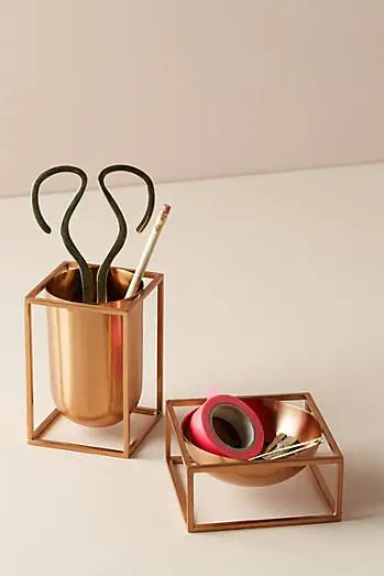 Copper pen holder for office desk and school accessories for pens and pencil gift way item give this your teacher and colleague