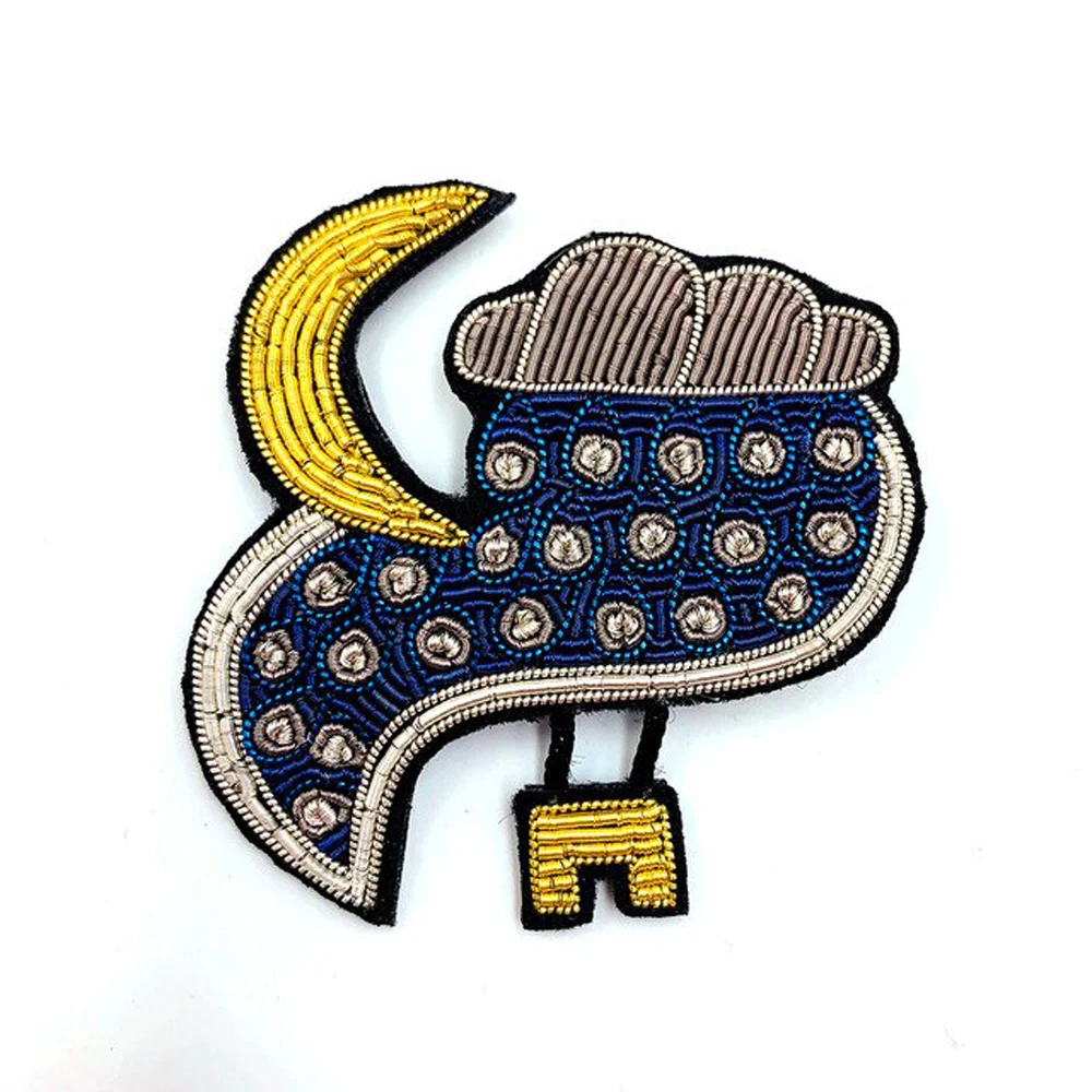 Indian  thread silk Cannetille hand embroidery Elephant patch Badge Brooch Pin Garment bag hat Applique Sewing Accessory
