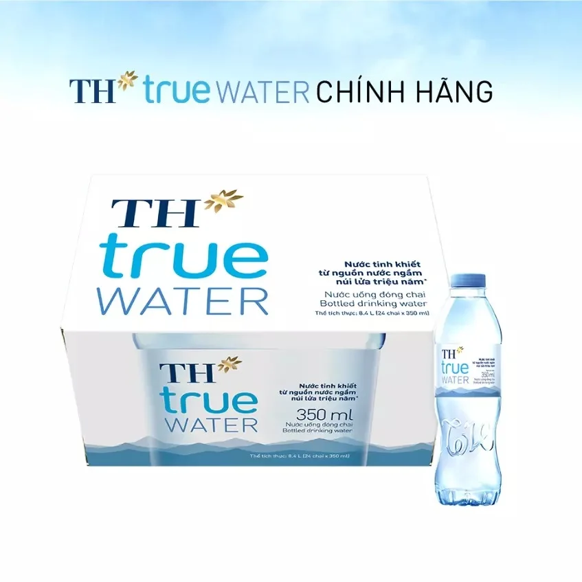 TH true WATER - Purified Water From Nui Tien Ground - 350mlx24 High Technology Pure Bottle Drinking Water