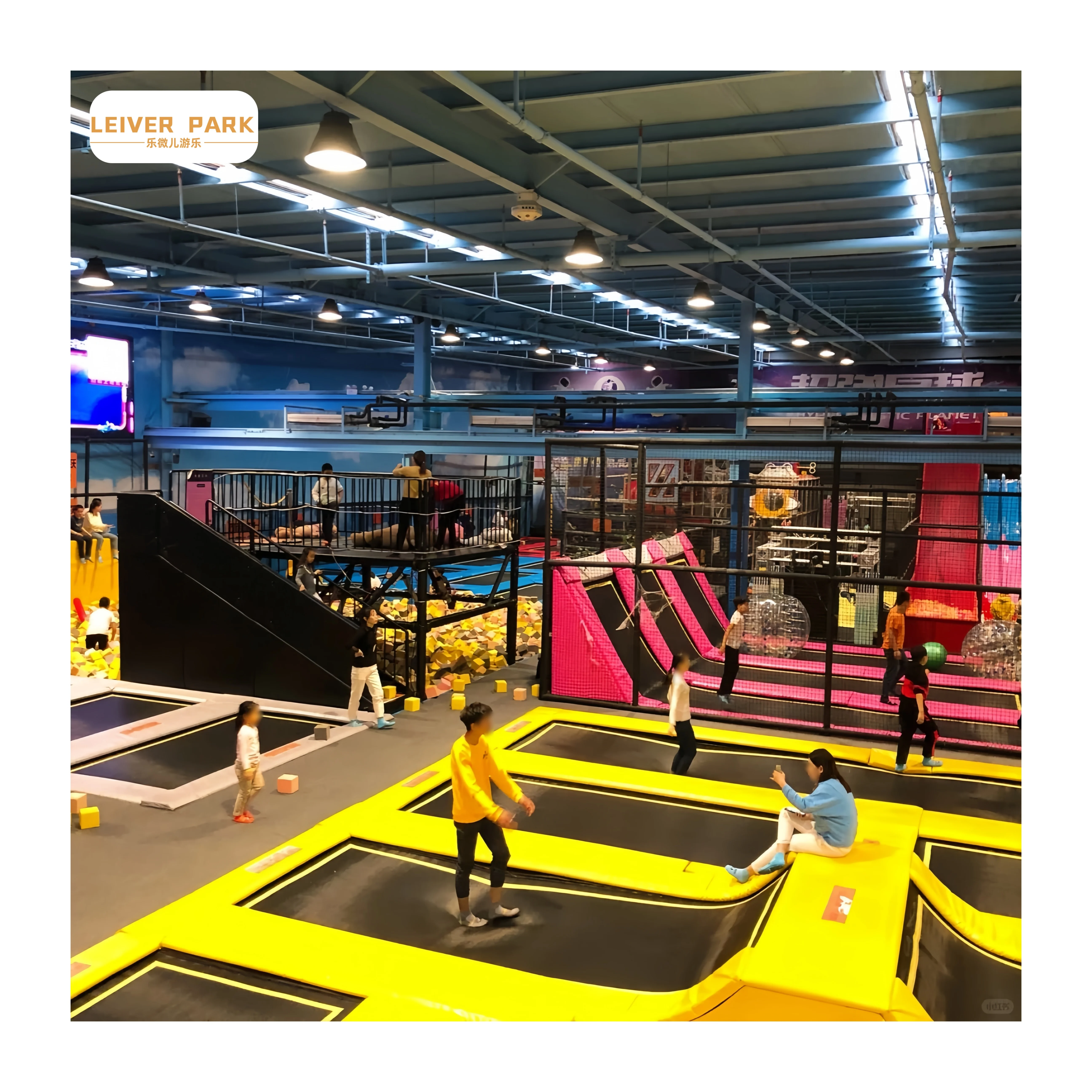 Manufacturer Indoor Trampolines Adult Kids Interactive Exercise Soft Play Playgrounds Ninja Trampolines Park