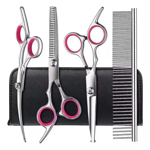 7 Inch Professional Dog Grooming Scissors Kit Pet Grooming Shears Dog Hair Trimming Curved Thinning Scissors Kit