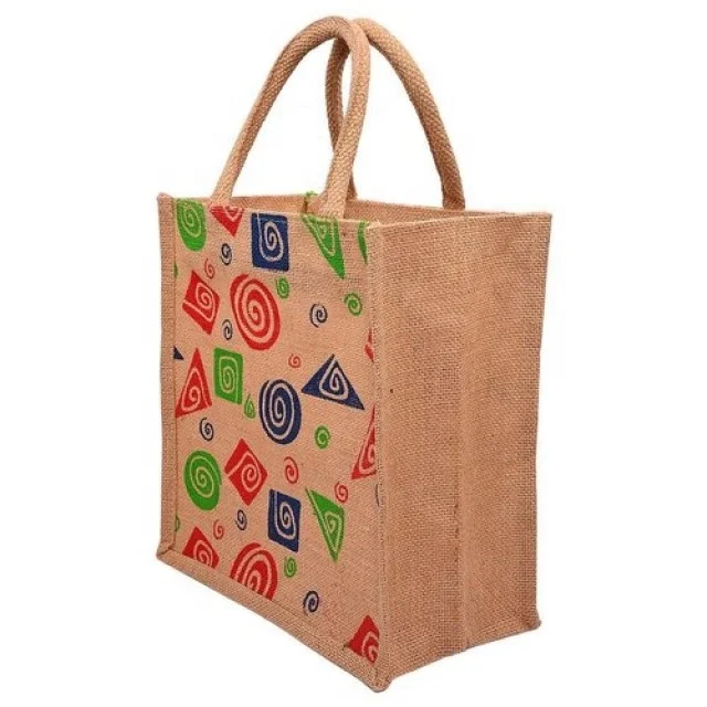 jute shopping bags with logos jute shopping bag with handle Wholesale Promotional Drawstring Printed Tote Grocery Coffee Cosmet