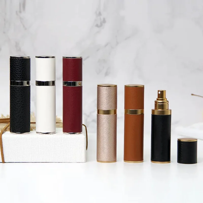 Factory 5ml 10ml leather luxury perfume atomizer with packaging for perfume bottles