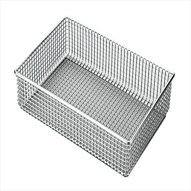 Stainless steel wire Mesh Storage Basket Fine Mesh Surgical Instrument Sterilization Containers Medical Basket Tray
