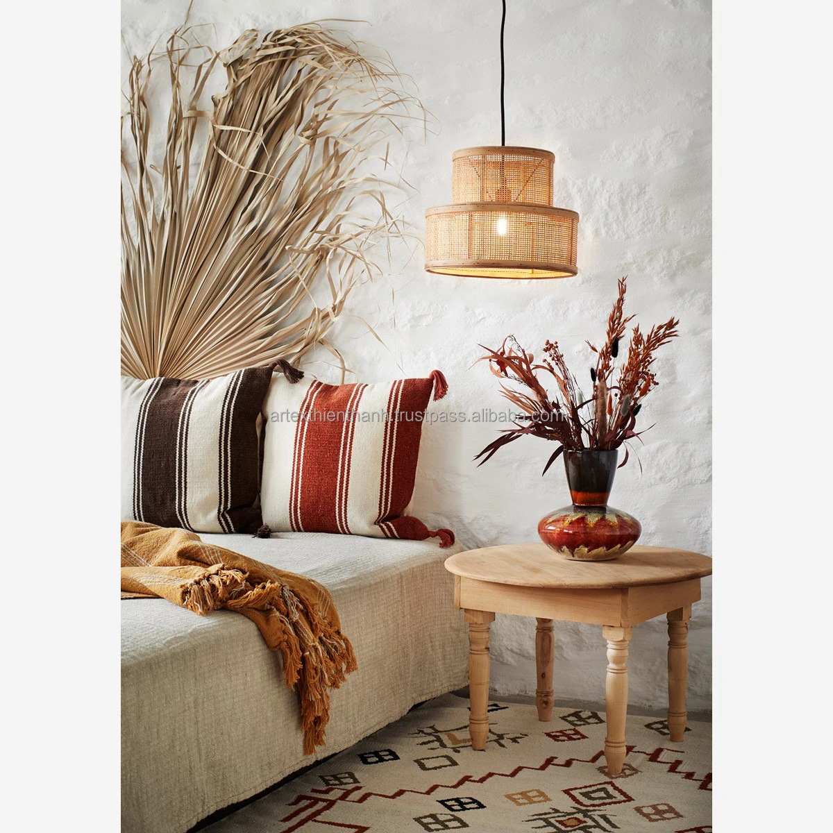 New Arrival best seller Rattan Pendant Lamp Round Wooden Lampshade  For Bedroom Woven Bamboo Pendant Light Rattan Hanging Lamp