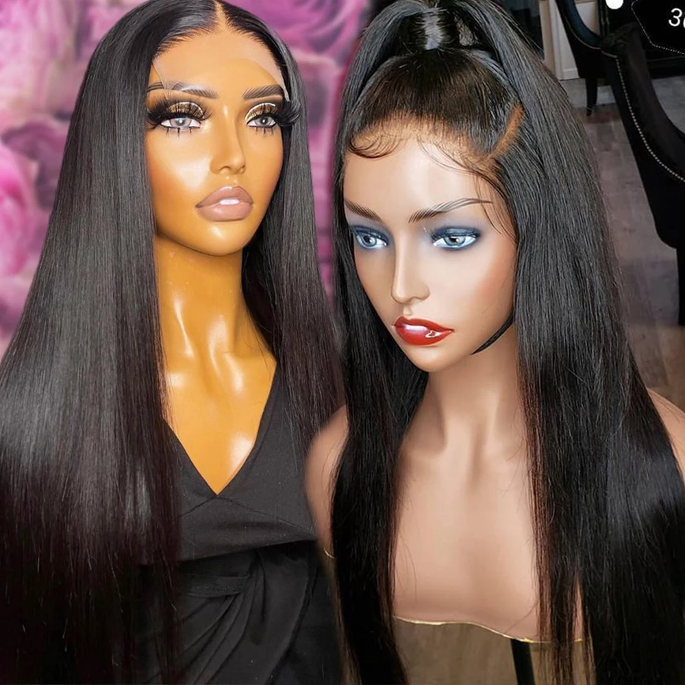 30 Inch 360 Bone Straight Human Hair Virgin Glueless Pre Plucked 13x4 Hd Lace Frontal Wig Straight Deep Wave Lace Front Wigs