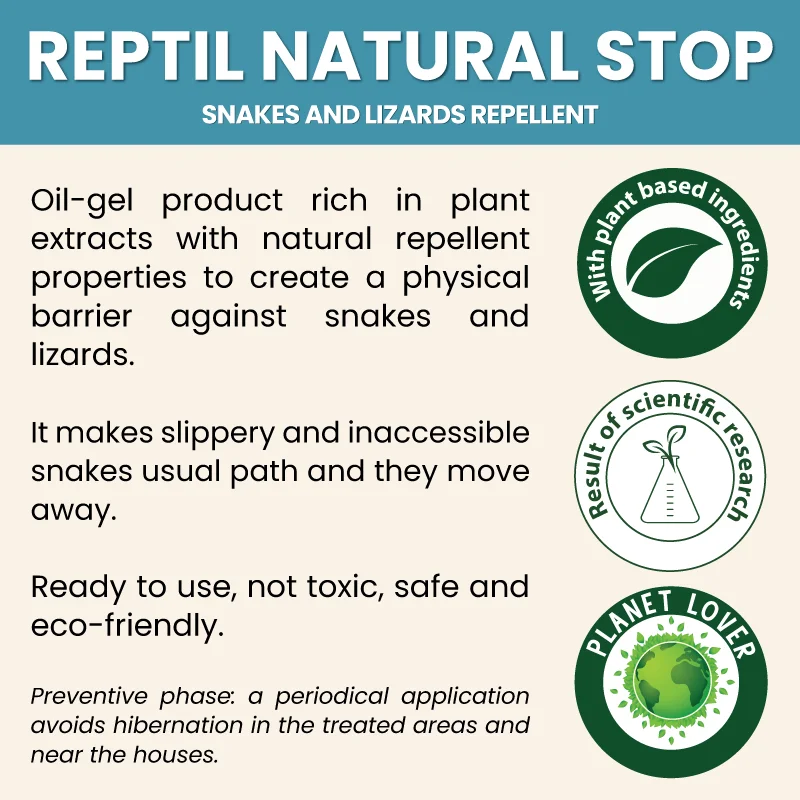 Top quality made in Italy plant based physical barrier REPTIL NATURAL STOP for snakes and lizard 1L