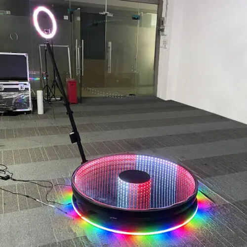 Tempered Glass LED 360 Degree Photo Booth Automatic Rotating With RGB Light Photo Booth 360 Photobooth