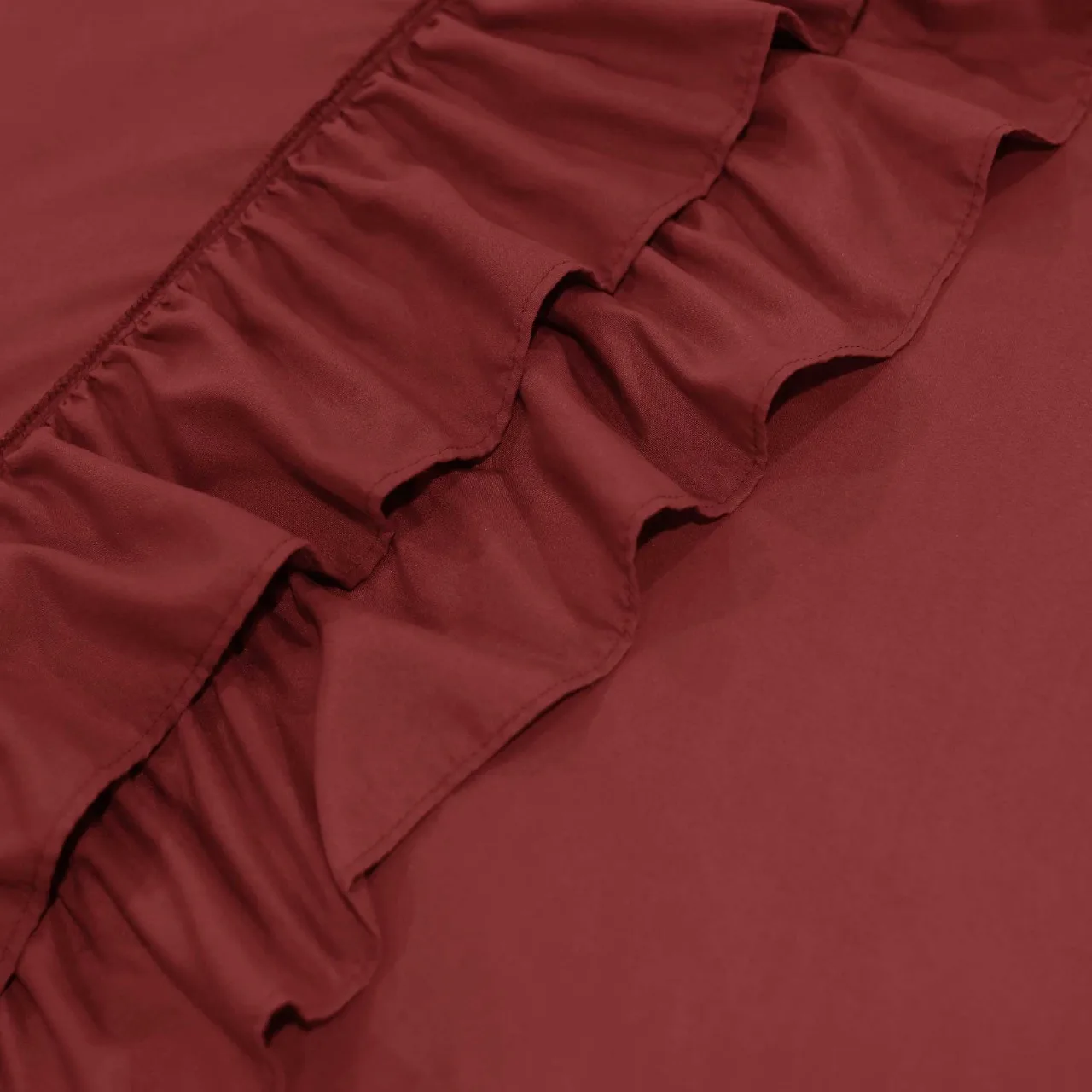 New Design custom made Ruffled style Burgundy Duvet set Microfiber duvet cover custom OEM ODM solid color for bedroom