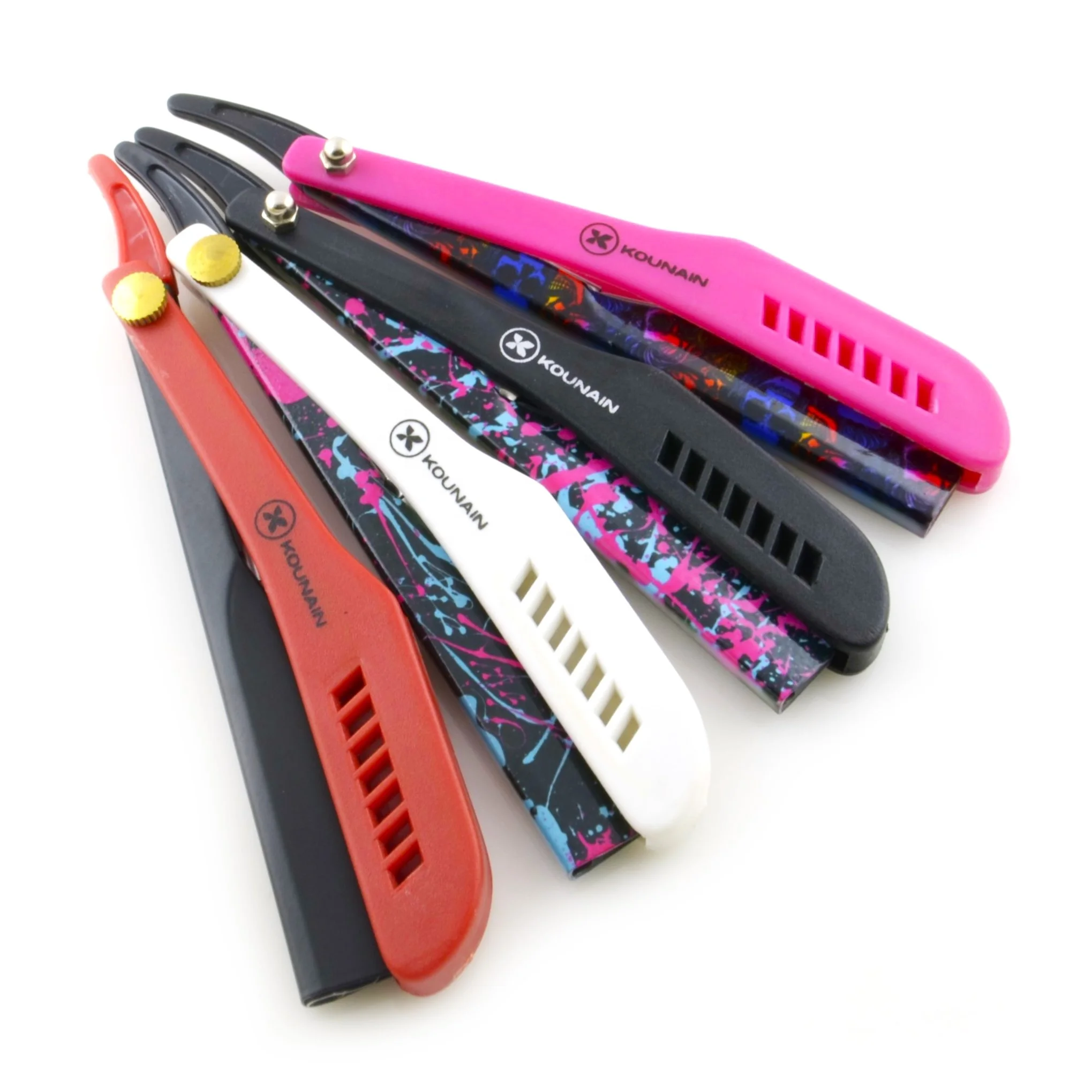 Kounain Professional Barber Folding Straight Edge Razor Wood Handle Manual Razor Hairdressing Haircut Bread Mustache Shavers