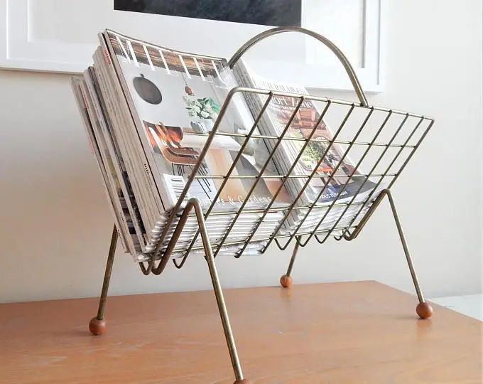 Golden Marble Magazine Organizer Metal File Holder for Desk Use Genre Magazine Organizers