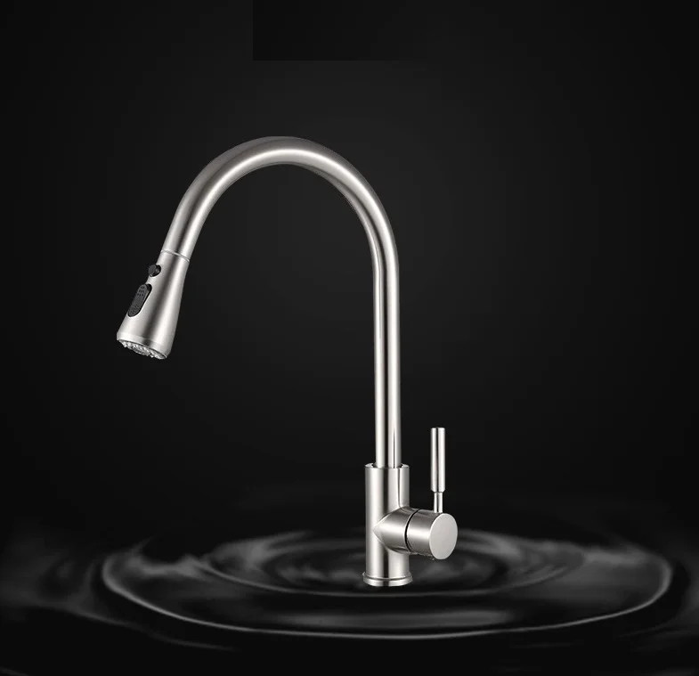 Stainless steel 304 flex pull out two function Single Lever Pb-free Kitchen Faucet with quick connection