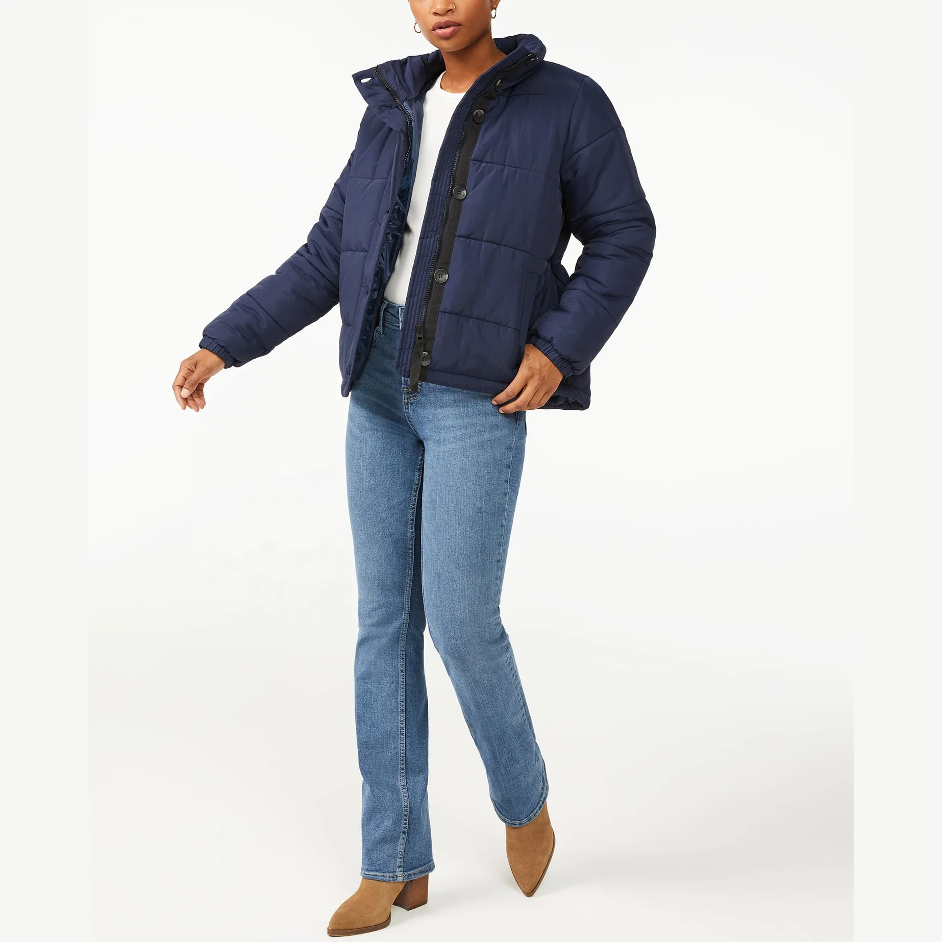 2023 Custom puffer jacket winter warm outwear slim coats casual Breathable Cotton Leather windbreaker quilted jackets for woman