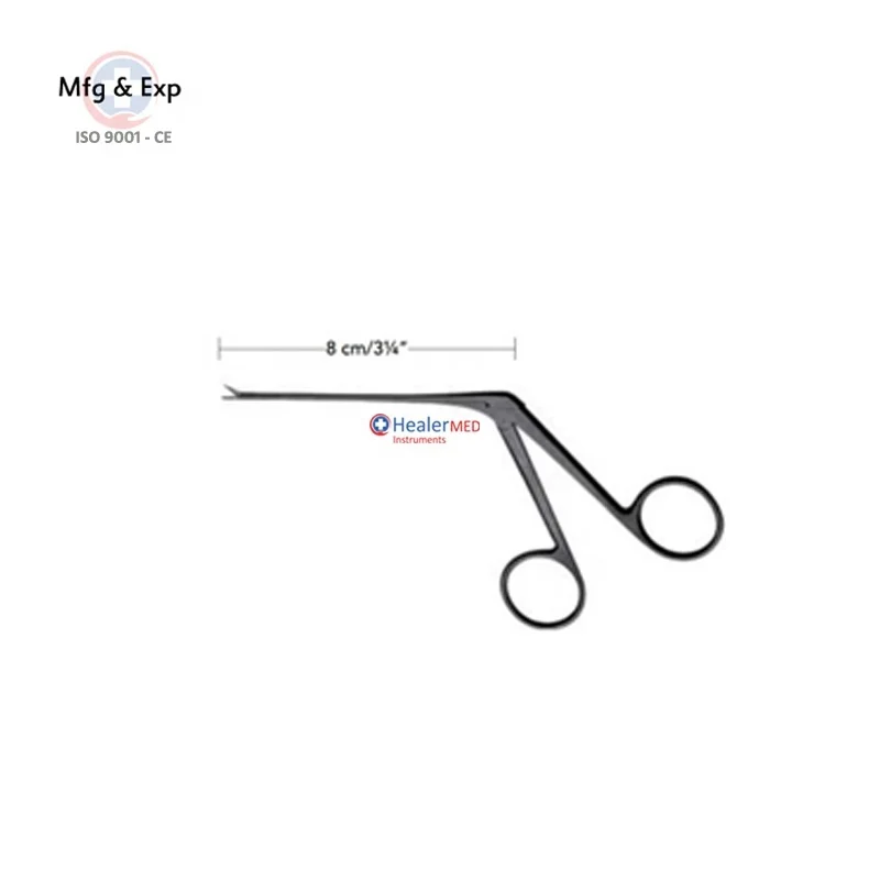 Micro Ear Forceps Bent upwards Black Coated Stainless Steel Instruments for Ear Nose Throat Surgery Manual Power Source