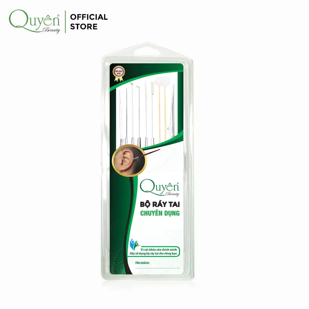 9-Pcs Stainless Steel Ear Wax Removal Tool Set Quyen Beauty Specialized Ear Pick Cleaner for Home Use US Plug Type