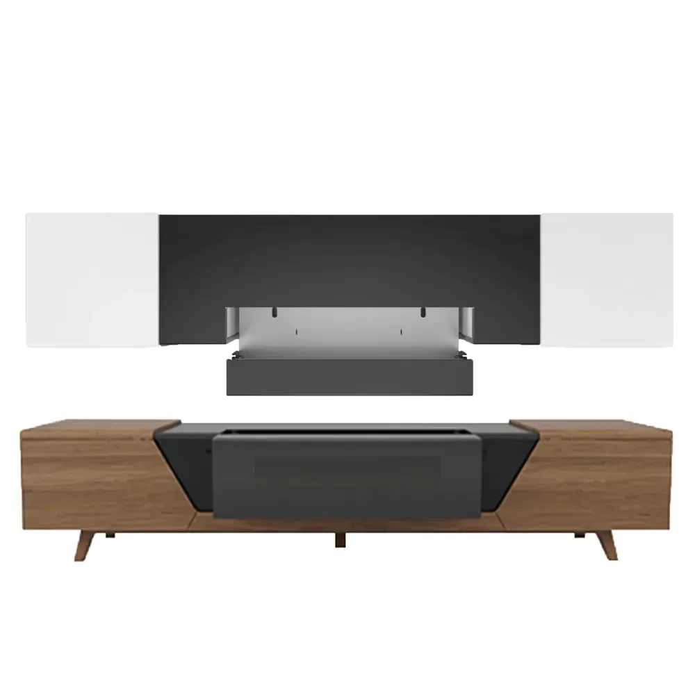 Modern White MDF Wood TV Stand for Bedroom Solid Wood Cabinet with Projector Shelf Center Table Home Furniture for Living Room