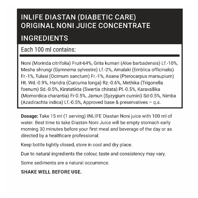 Top Selling Diastan Noni Juice for Diabetic Care,  Gymnema Sylvestre, Karela, Jamun and other powerful herbs - 1 Litre