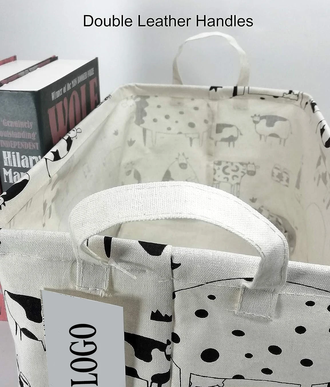 Storage Basket Nursery Hamper Canvas Laundry Foldable Basket with Waterproof PE Coating Office Bedroom Clothes Toys