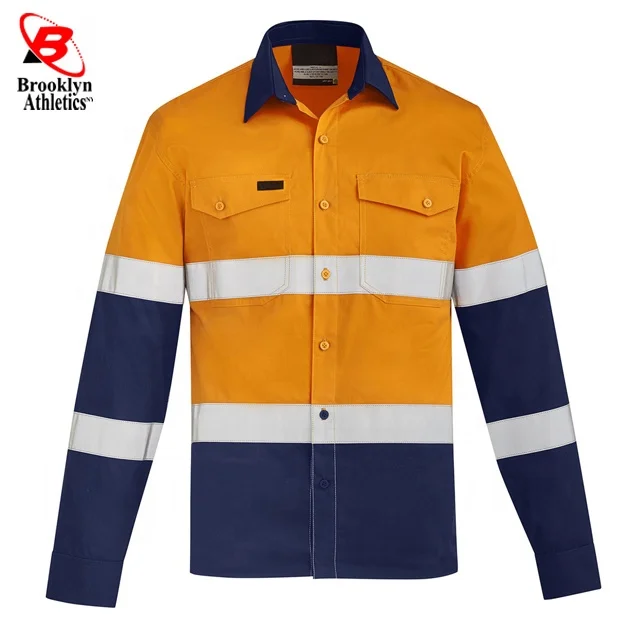 Best Construction reflective tape Shirts Men Mechanic Long Sleeves Shirt For Men
