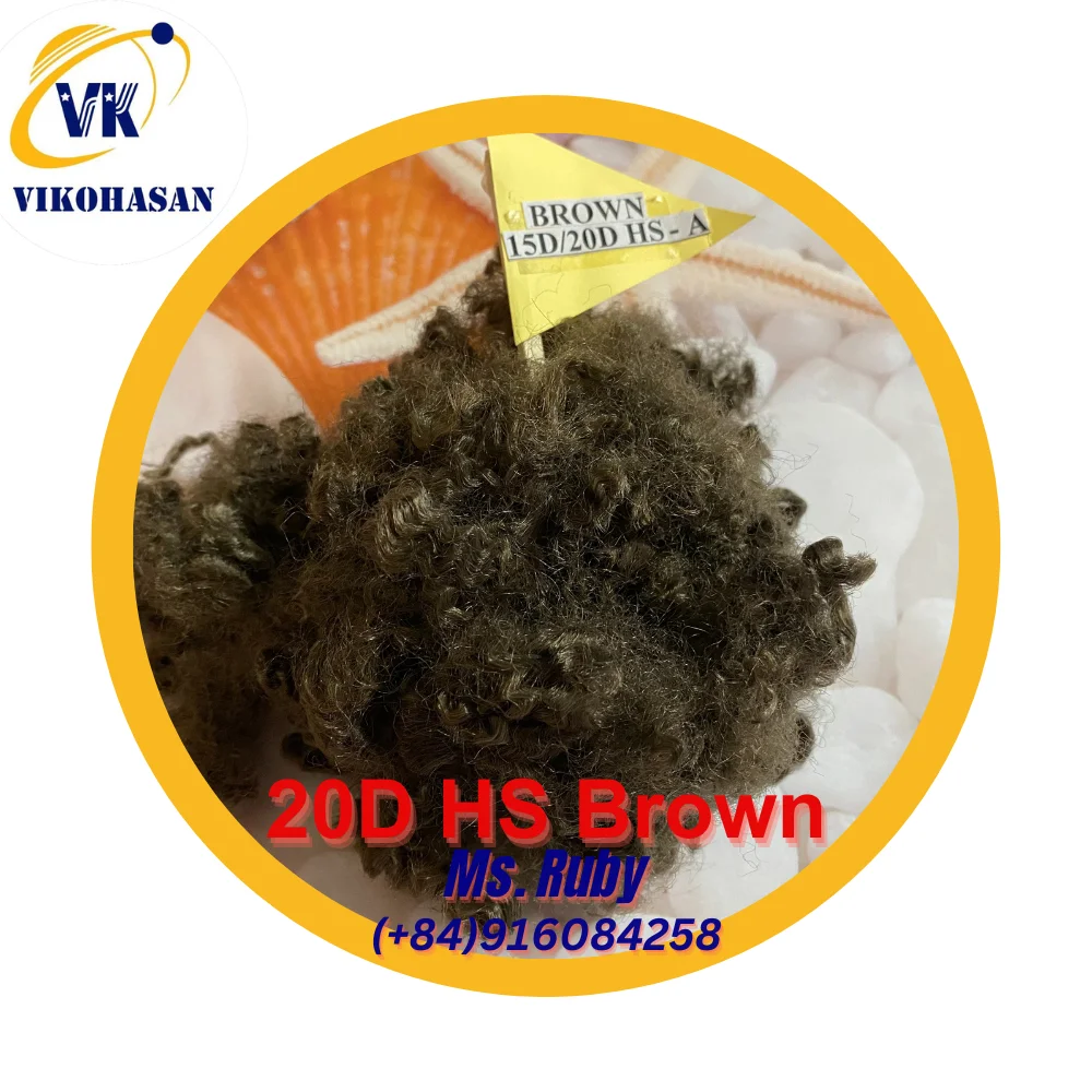 Recycled Fiber 15D HS Brown Recycled Staple Fiber Use for Concrete Spinning Sofa Quilt Toy Pillows Car Floor Mat Carpets