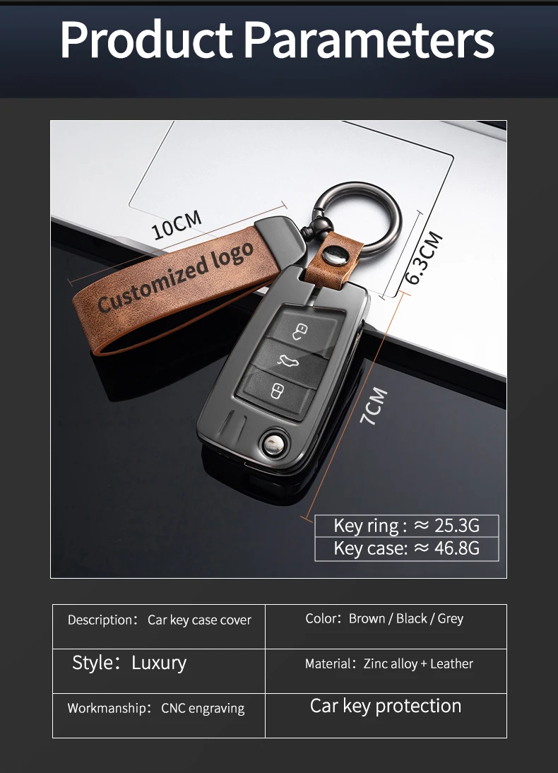 New style zinc alloy key chain luxury leather car keychain case for volkswagen polo golf 4 5 6 7 mk4 mk5 mk6 mk7 accessories