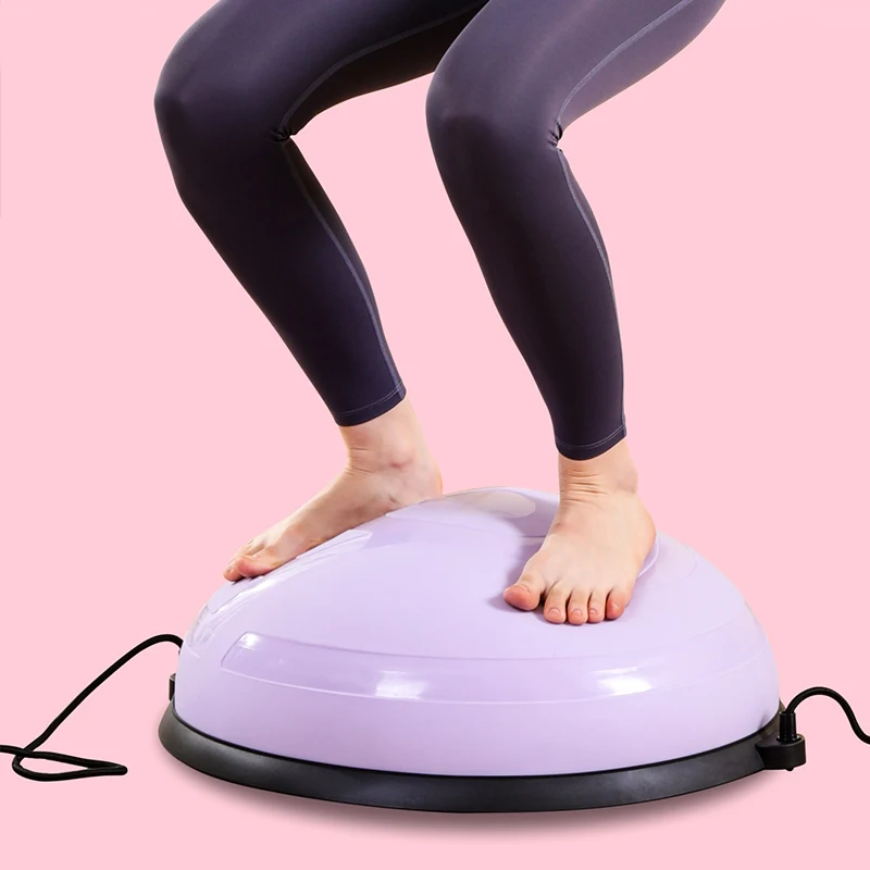 Design half balanced yoga hemisphere with handle yoga Pilates wave speed ball custom logo gym yoga equipment rose two-color half