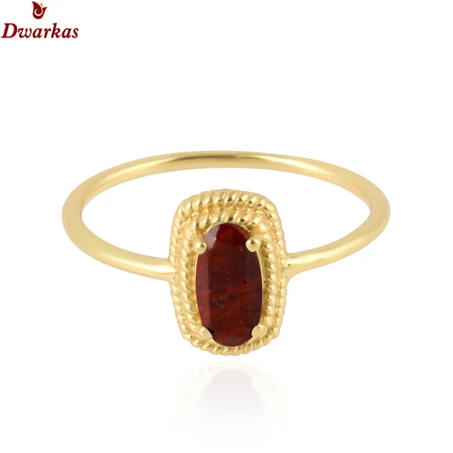 925 стерлингового серебра 18k позолоченные оптовая продажа оптом натуральный камень драгоценный ювелирные изделия красная яшма кольца для девочек или женщин