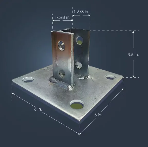 3-in. Steel Angled Single Channel Strut Mounting Bracket Steel Square Post Base Connector construction tools sturdy heavy duty