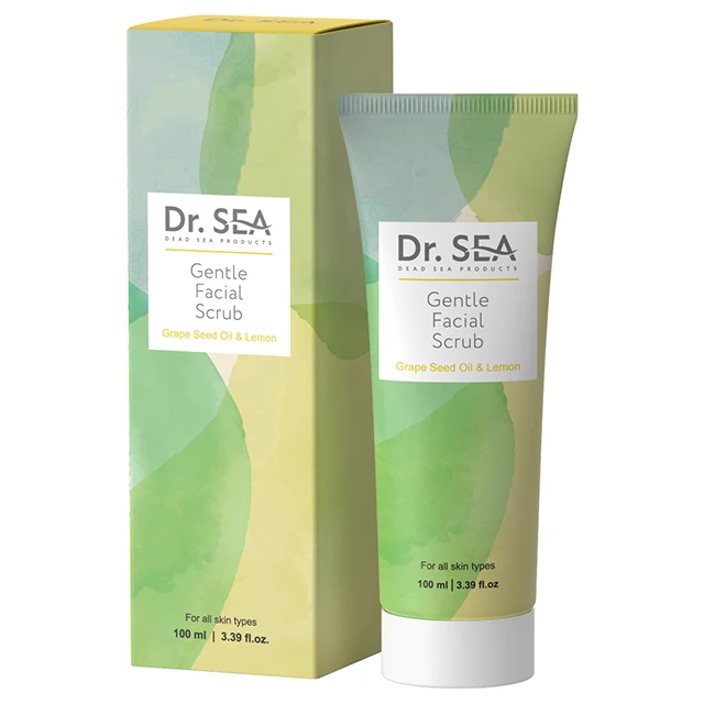 Dr.Sea Cosmetics Exfoliating Gentle Facial Scrub For Face With Grape Seed Oil and Lemon Suitable For All Skin Types
